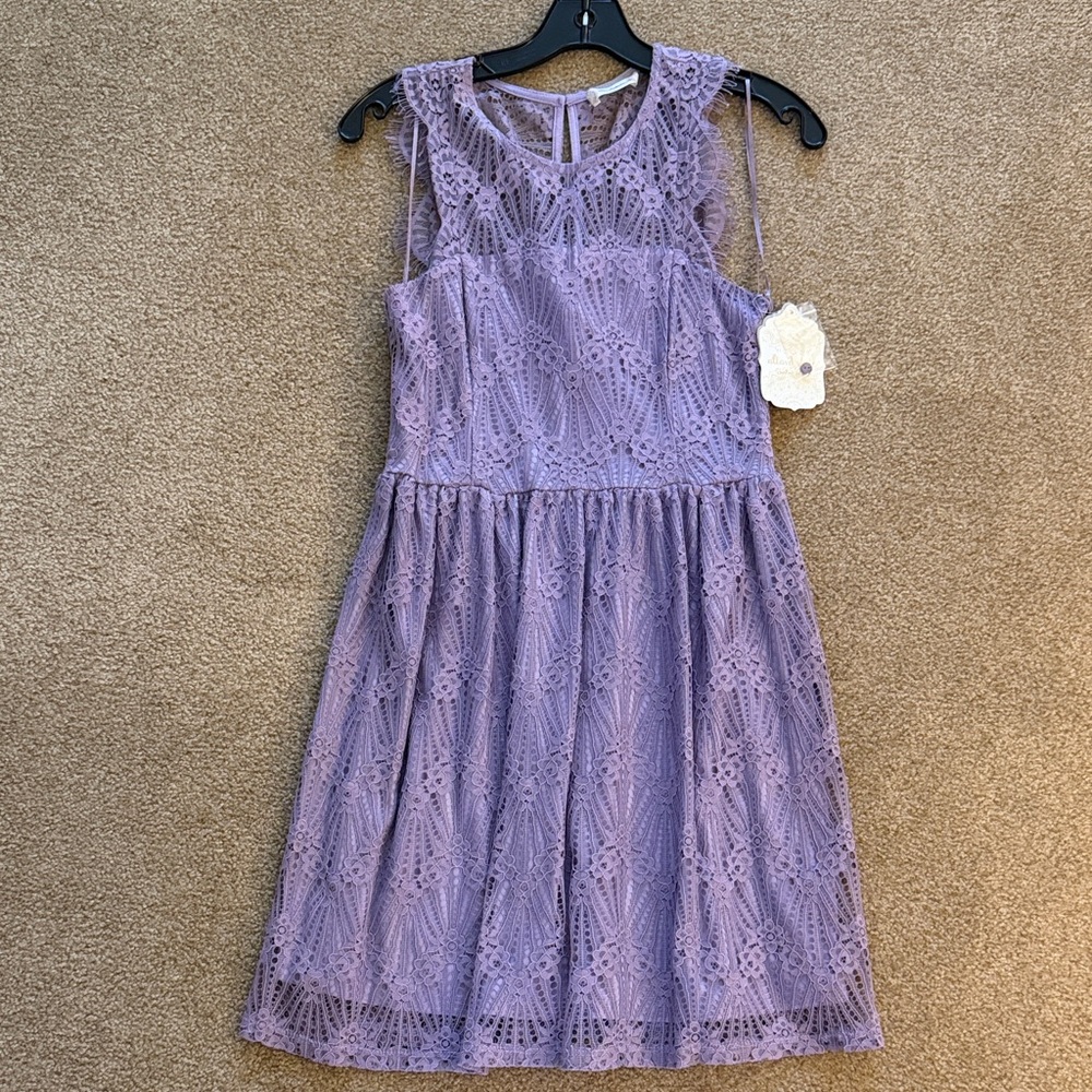 Altar'd State Lavender Lace Sleeveless Fit-and-Flare Dress